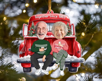 Personalized Couple Photo Ornament, Together Since Custom Christmas Ornament With Funny Face, Photo Gift For Husband Wife Anniversary