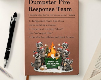 Dumpster On Fire Response Team, Funny Exchange Gift For Coworker Team, Personalized Leather Journal, Funny Boss Colleague Gift for Coworker