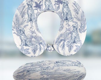 Dog Custom Breeds Toile De Jouy - Personalized U-Shaped Travel Neck Pillow, Chinoiserie Dog Style, Dog Lover Gift, Dog Mom Dog Dad Gift