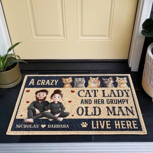 A Crazy Cat Lady and Her Grumpy Old Man Cat Lovers, Personalized ...