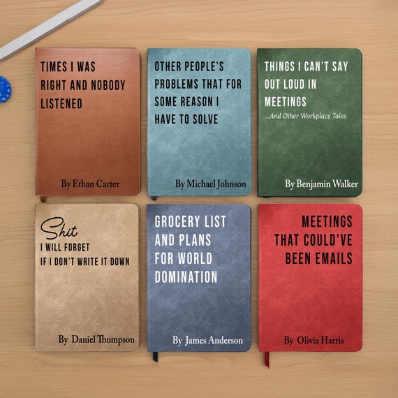 Funny Sarcastic Notebook, Coworker Gag Gifts, White Elephant, Exchange Gifts, Personalized Leather Journal, Funny Boss Colleague Gift