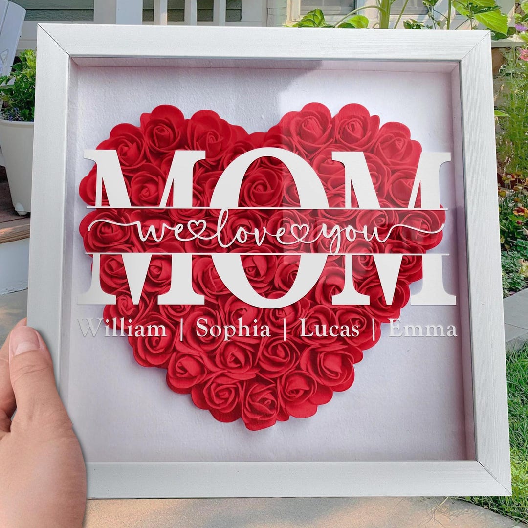 Mom We Love You - Personalized Flower Shadow Box, Mother's Day Gift for ...