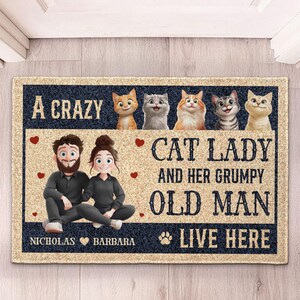 A Crazy Cat Lady and Her Grumpy Old Man Cat Lovers, Personalized ...