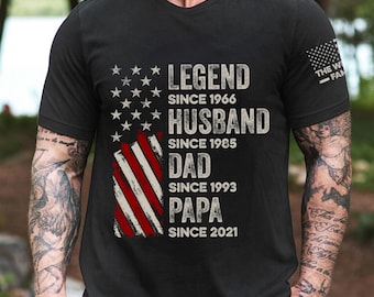 Personalisierte Legende, Ehemann, Vater und Opa benutzerdefinierte Familienname Shirt, 4. Juli Papa Shirt, Papa Amerika Shirt, Vatertagsgeschenk für Papa