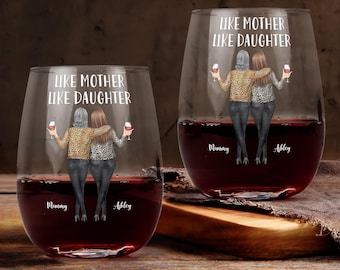 Personalized Stemless Wine Glass: Like Mother Like Daughter, 15oz