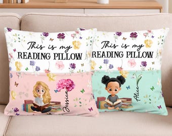 Birth Flower Book Lovers - Personalized Pocket Pillow, Reading Pillow, Custom Pillow, Gift for Book Lover, Daughter Gift, Gift For Her