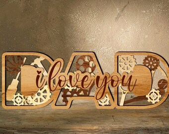 DAD I love you Laser Cut File Svg Father Day Gift and father svg file, father's day laser templates laser engraved, Father's Day SVG