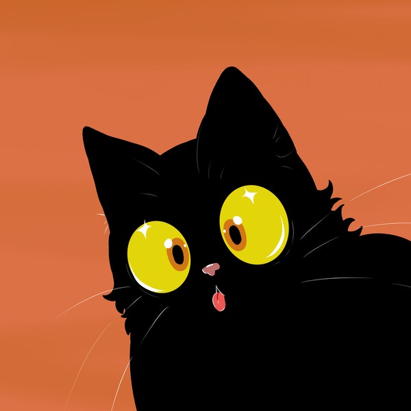 Cute cat with tongue outside ( Soft orange )