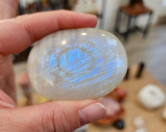 Moonstone Palmstone with Blue Flash – Intuitively Chosen for You