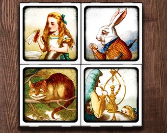 Alice in Wonderland Set of Four Ceramic Coasters