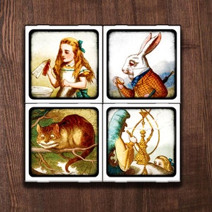 Alice in Wonderland Set of Four Ceramic Coasters image 1