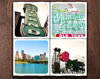 Downtown Portland Coaster Set of Four Ceramic Coasters