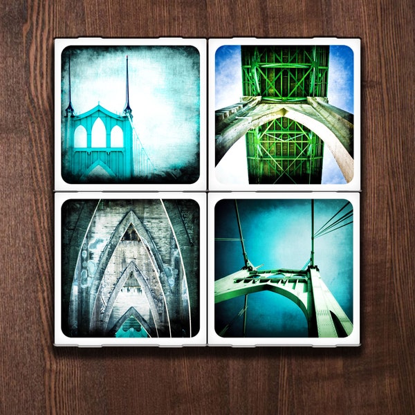 St. Johns Bridge Set of Four Ceramic Coasters