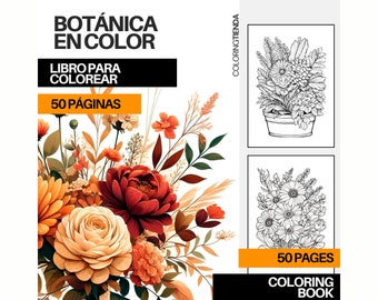 50 Páginas para Colorear. Diseños florales y primaverales, PDF imprimible, para adultos y niños.