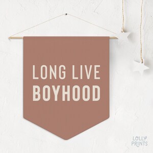Long Live Boyhood Pennant Banner, Boys Room Decor Wall Art, Kids Room Playroom Flag Decoration, Boy Nursery Wall Hanging