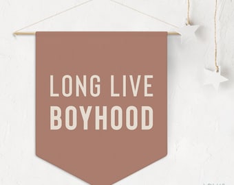 Long Live Boyhood Pennant Banner, Boys Room Decor Wall Art, Kids Room Playroom Flag Decoration, Boy Nursery Wall Hanging