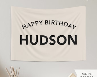 Personalized Happy Birthday Banner, Custom Name Fabric Birthday Banner Flag, Decorative Name Sign Birthday Party Decor, Baby Birthday