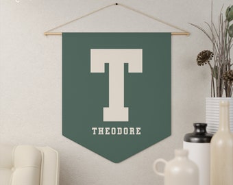 Custom Initial Name Pennant Banner, Personalized Nursery Name Sign, Baby Name Decor, Monogram Custom Name Flag, Playroom Decoration