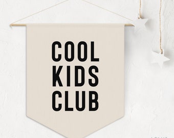 Cool Kids Club Pennant Banner, Cool Kids Flag Boys Room Decor Wall Art, Kids Room Playroom Decoration, Club House Wall Hanging