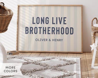 Long Live Brotherhood Personalized Name Sign Print, Boy Name Sign, Boys Room Preppy Wall Art, Boy Nursery Decor, Nursery Name Gift