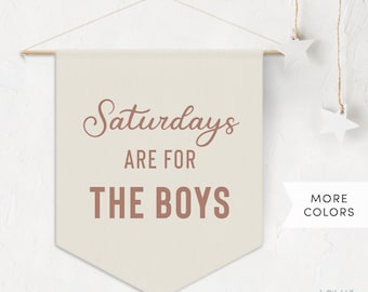 Saturdays Are For Boys Pennant Banner, Boys Room Wall Decor, Boy Bedroom Wall Art, Boy Playroom Flag Decoration, Nursery Wall Hanging
