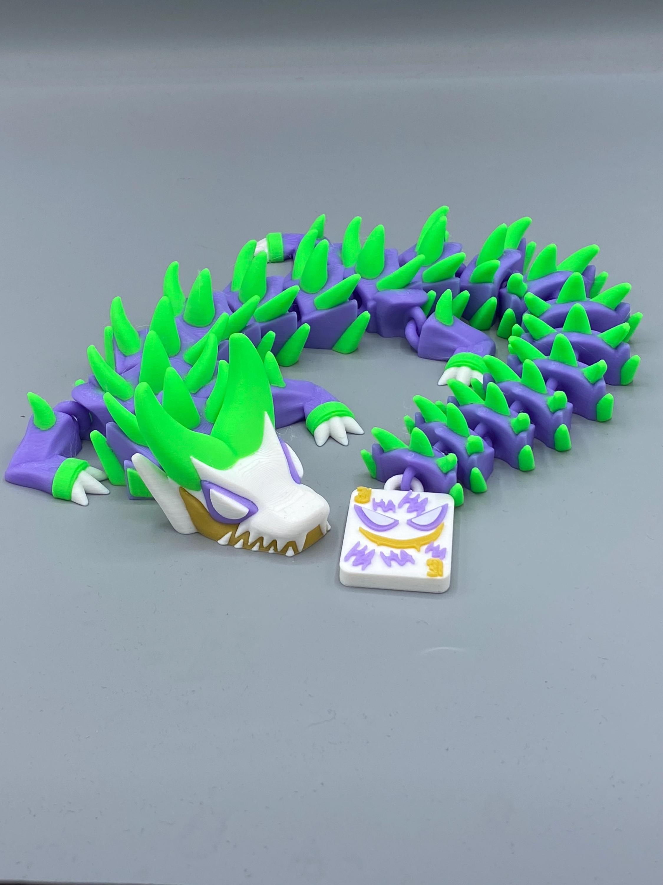 3D Printed Articulated Joker Dragon – Joker-Inspired Flexi Toy, DC Villain Collectible, Poseable Fidget Gift