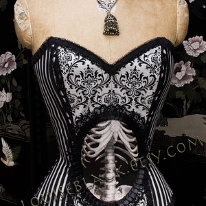 New Overbust X Ray Skeleton Cameo Corset by Louise Black CUSTOM made to your measurements image 1