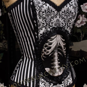 New Overbust X Ray Skeleton Cameo Corset by Louise Black CUSTOM made to your measurements image 2