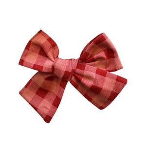 classic bow - red plaid gingham bow - fourth of july bow - neutral bow - summer - girl bow - baby bow