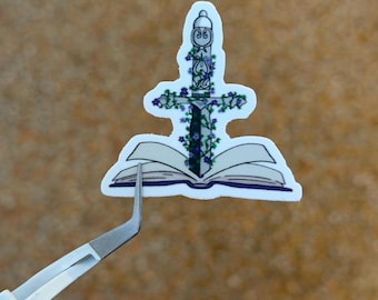 47. Powerless Inspired Sword & Book Sticker | Fantasy Romance Reader sticker
