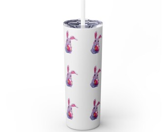 Cute Bunny Skinny Tumbler with Straw