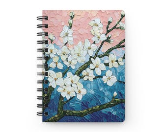 Cherry Blossom Spiral Bound Journal with Coloring Pages