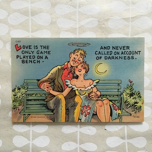 Vintage Curt Teich Postcard- Love is the only game...
