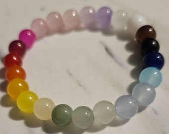 Rainbow Glass Bead Bracelet