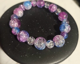 Purple & Blue Glass Bead Bracelet