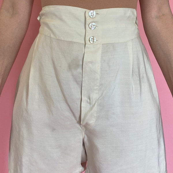 1930's Unisex White Silk Boxers Underwear Shorts