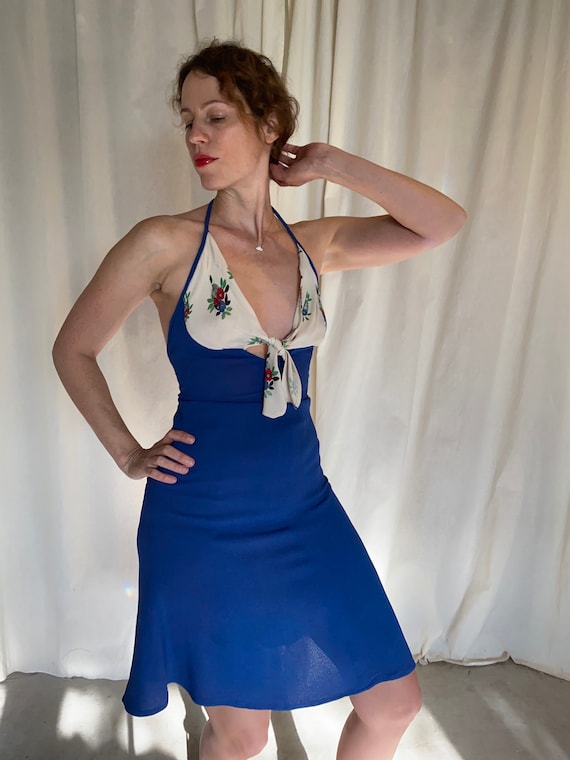 1970s Ossie Clark Celia Birtwell Halter Tie Bodice