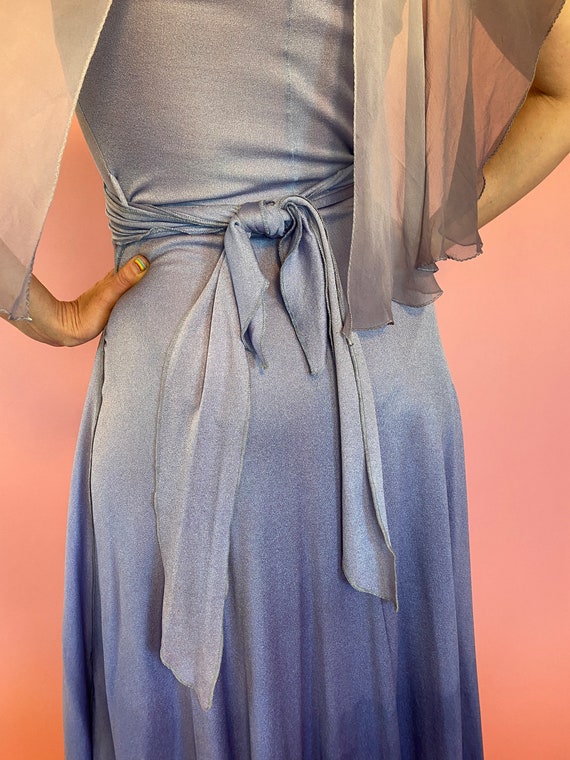 1970s Purple Ombre Jersey Wrap Dress w/ Chiffon F… - image 6