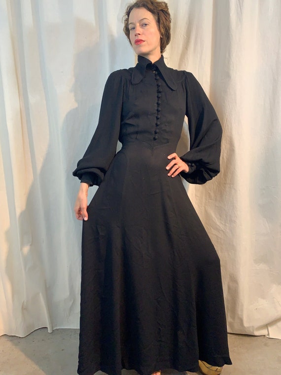 Ossie Clark for Radley Black Moss Crepe Long Gown