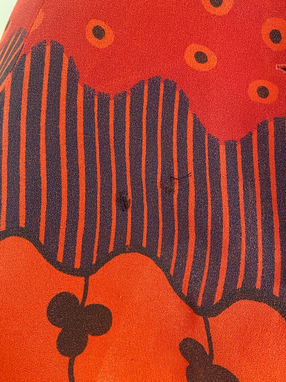 1970s Ossie Clark Red Celia Birtwell Bow Tie Dress - image 10