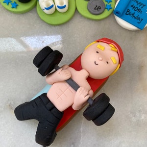 gym cake topper ,  Edible gym cake topper , fondant figurine icing decoration , Gym Equipment Cake Topper , Handmade edible gym themed cake