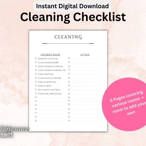 Printable Cleaning Checklist, Printable cleaning checklist, Printable Chore chart