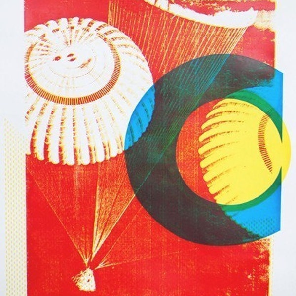 SALE - Screenprint - Red Parachutes - Handpulled silkscreen print