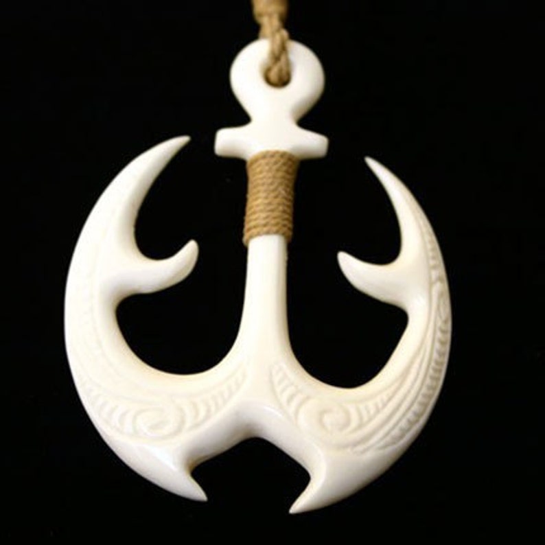 47 Double Fish Hook Anchor Carving Etsy