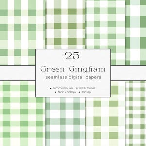 Green Gingham Seamless Papers Commercial Use INSTANT DOWNLOAD  Green Gingham Papers 03PA