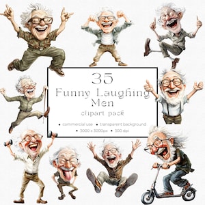 Funny Laughing Men Commercial Use Clipart INSTANT DOWNLOAD Silly Men Clipart Pack 01PE