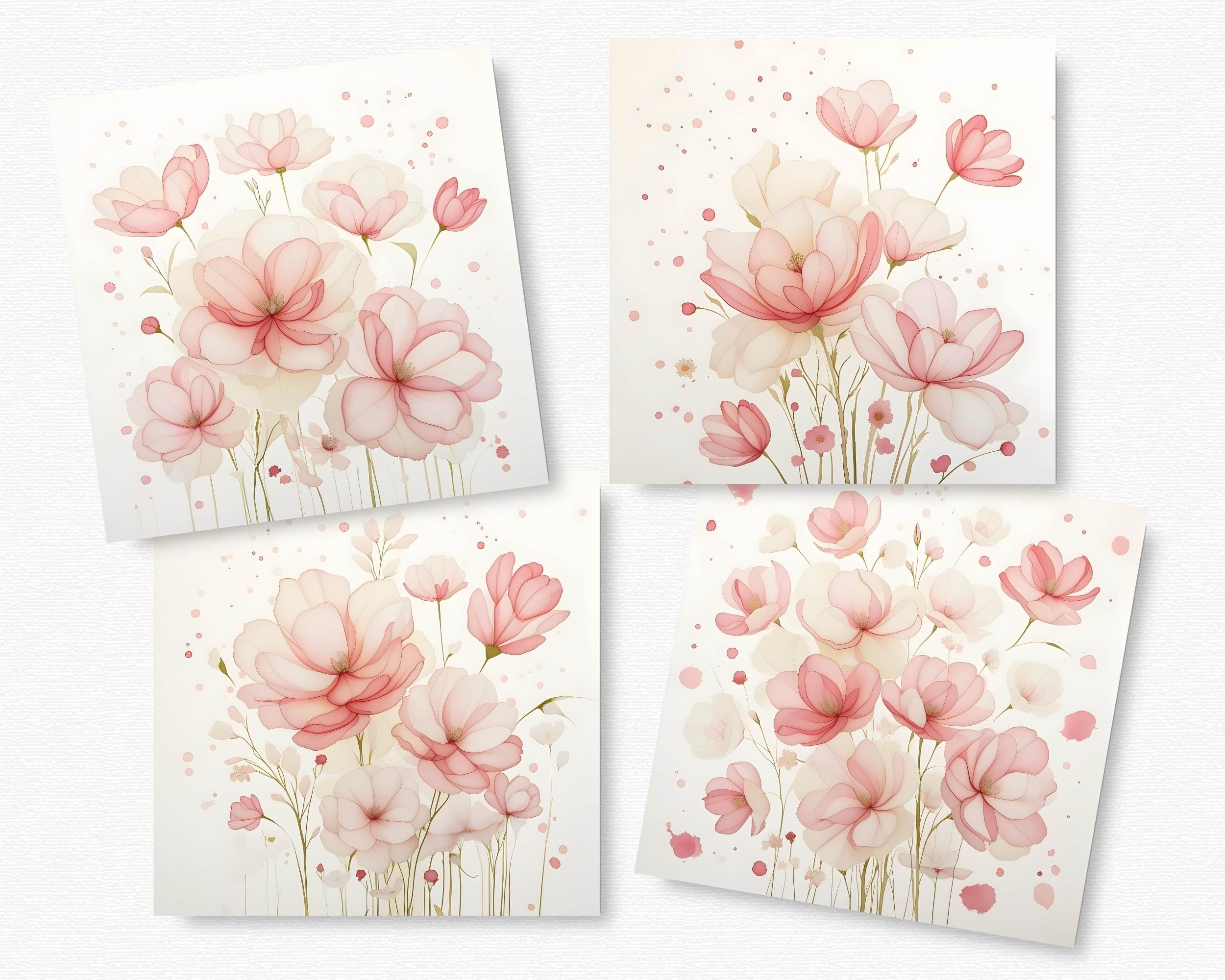Pastel Pink Floral Digital Papers Commercial Use INSTANT DOWNLOAD Dusty ...