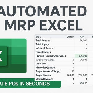 Automated MRP Excel Template: Inventory & Production Planning (Instant Download)