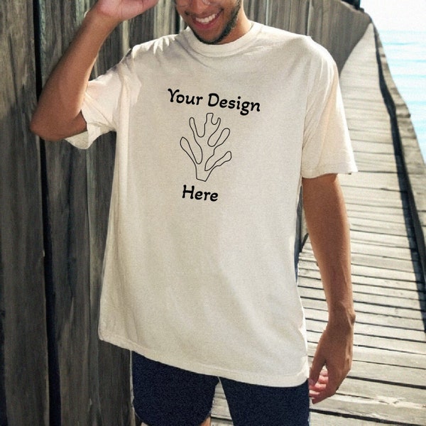 Comfort Colors Ivory 1717 T-Shirt Mockup, Boho Aesthetic, Shirt Mockup, Retro Aesthetic, Mockup With Model, Visco Style Mockup, Grunge Style