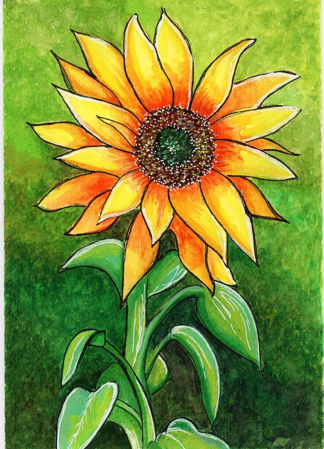 Sunflower Art Painting, Digital Download, Printable Wall Art - Etsy